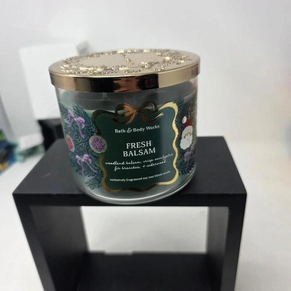 Bath & Body Works White Barn FRESH BALSAM 3 Wick Candle, 14.5 oz